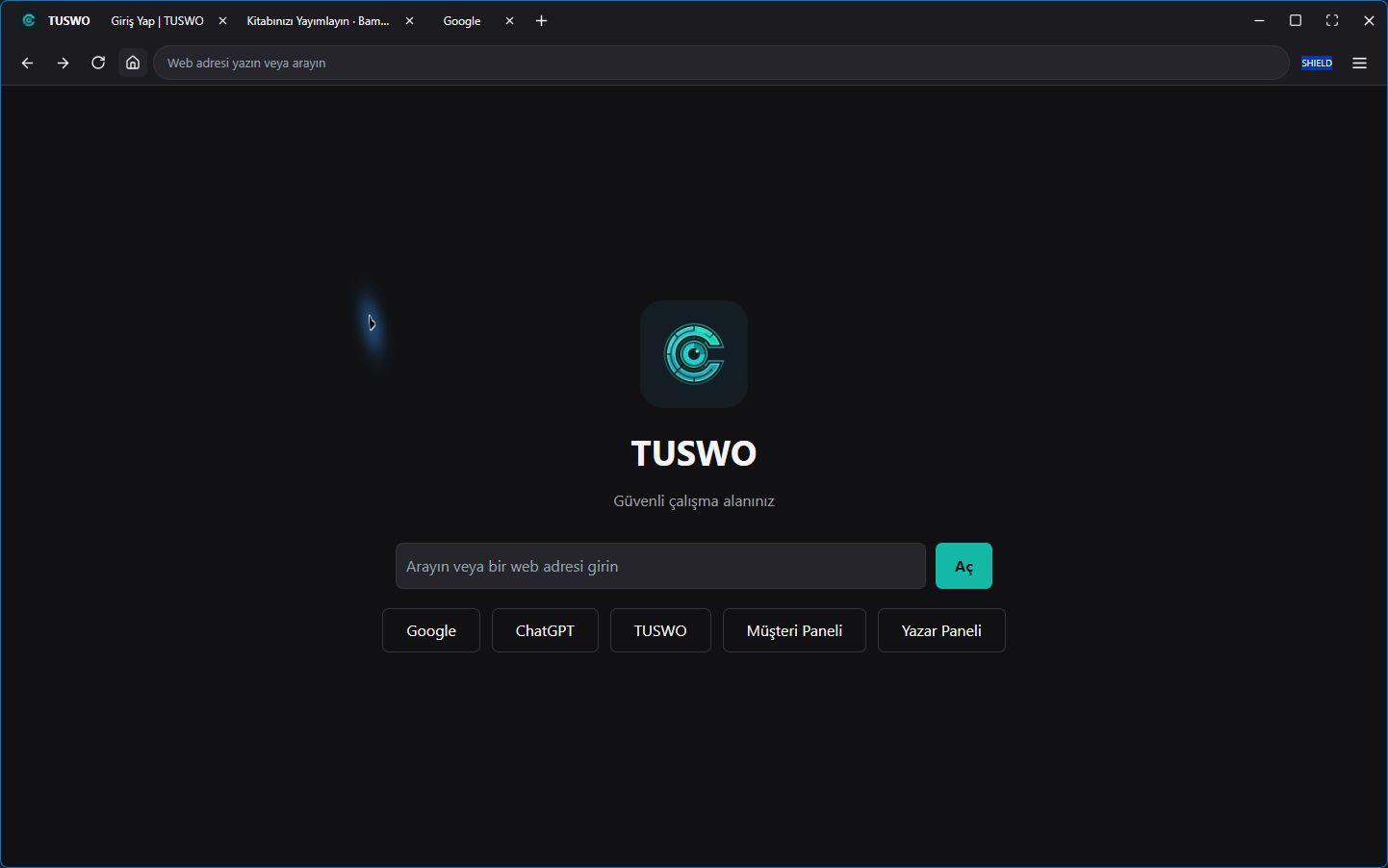 CALAITE 1.4.0 gerçek Windows uygulaması: TUSWO çalışma alanı, sekmeler ve kurumsal başlangıç bağlantıları